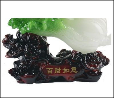 中號(hào)百財(cái)如意 樹(shù)脂仿玉白菜擺件，家居與商務(wù)禮品的雅致之選