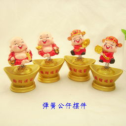 萌趣納福 Q版財(cái)神彈簧車載公仔，義烏藍(lán)喵電商的樹(shù)脂工藝精品